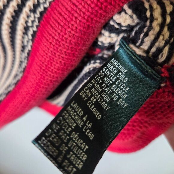 EUC VINTAGE LAUREN RALPH LAUREN BOAT NECK STRIPED COTTON SWEATER TOP SIZE L - Picture 14 of 16